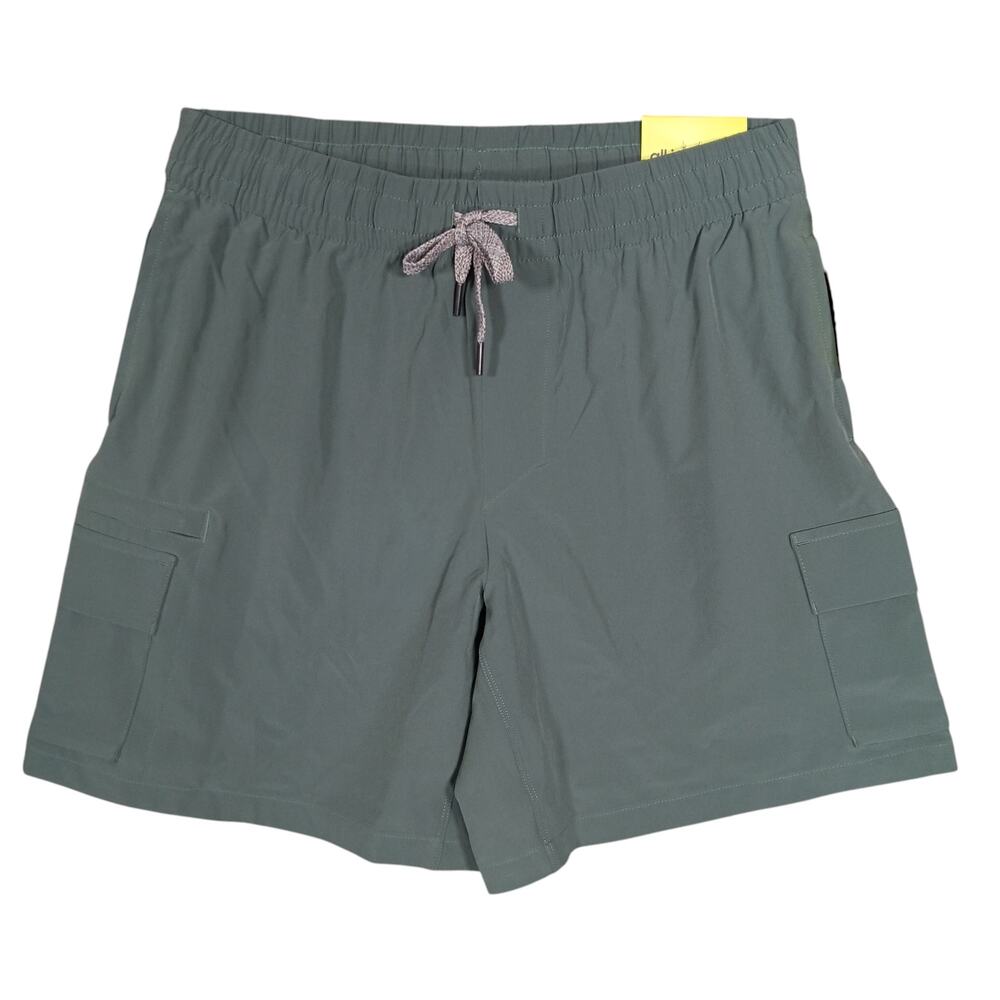 All In Motion 7" Cargo Shorts S Green Elastic Waist / Drawstring 5 Pockets NWT